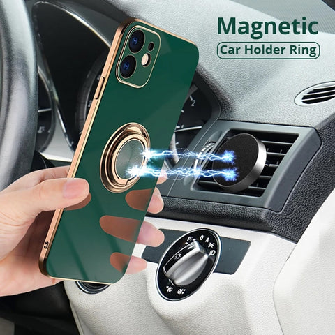 iPhone Case Plating Magnetic Attraction Ring With Holder - Casefy
