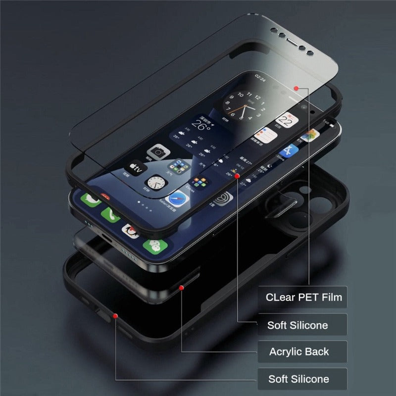 iPhone Case 360 Full Body Front+Back Silicone Bumper - Casefy