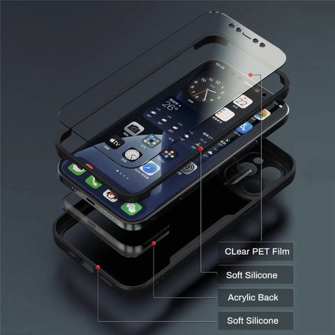 iPhone Case 360 Full Body Front+Back Silicone Bumper - Casefy