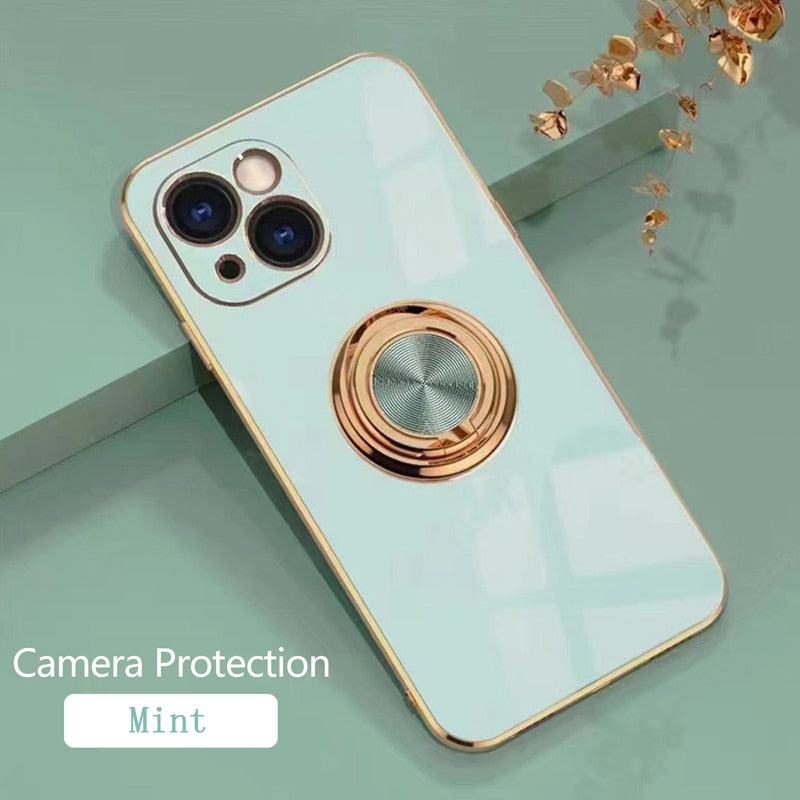 iPhone Case Plating Magnetic Attraction Ring With Holder - Casefy