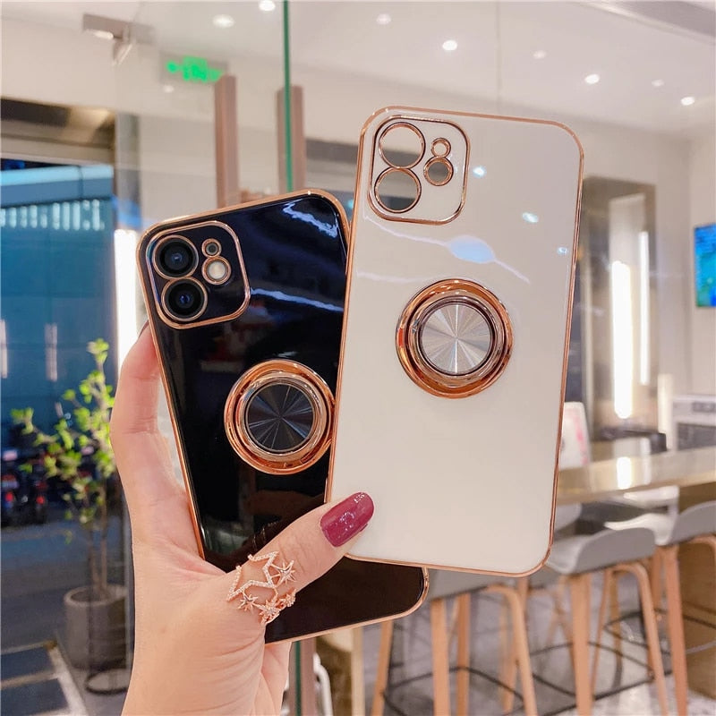 iPhone Case Plating Magnetic Attraction Ring With Holder - Casefy