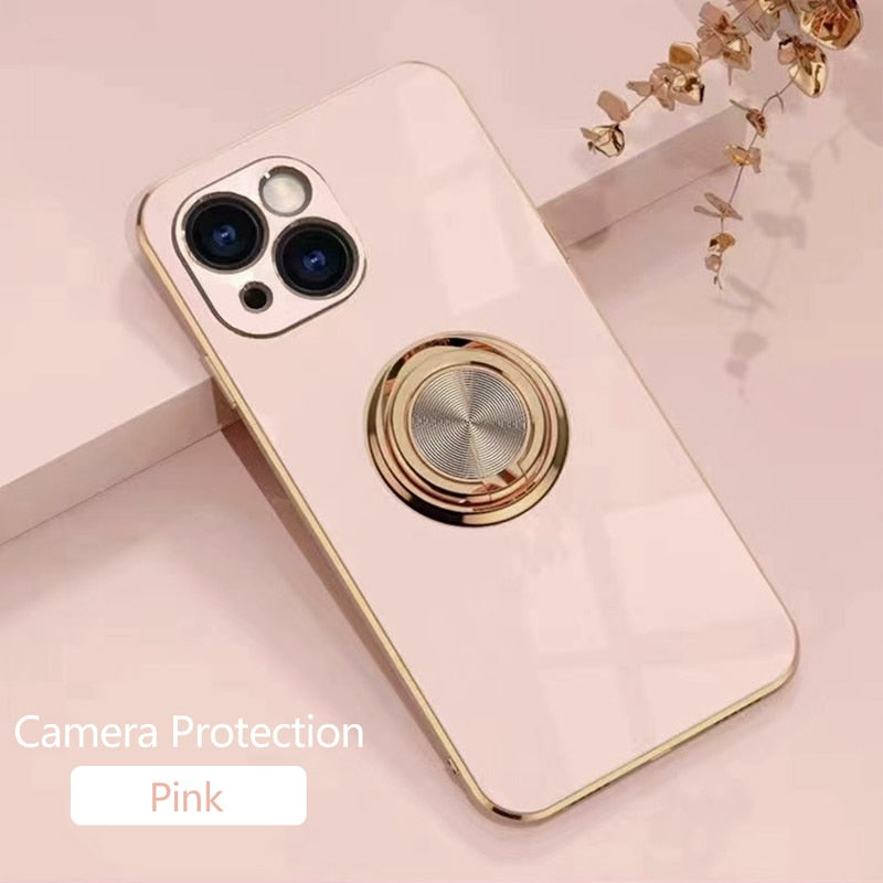 iPhone Case Plating Magnetic Attraction Ring With Holder - Casefy