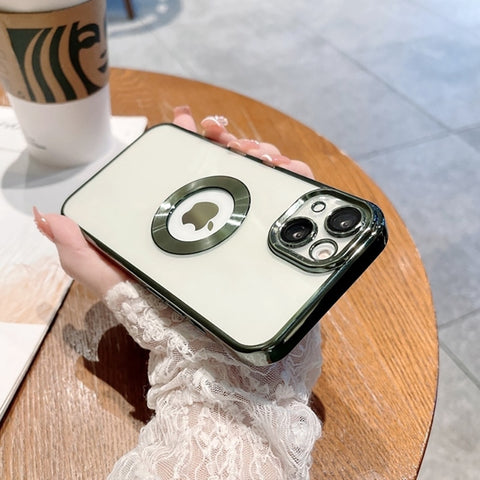 Transparent Case Logo Hole for iPhone Glass Camera Protector