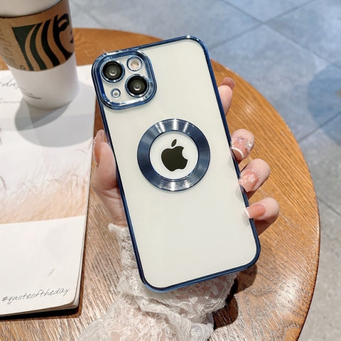 Transparent Case Logo Hole for iPhone Glass Camera Protector