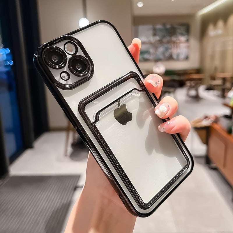 iPhone Case Transparent Card Holder Wallet - Casefy