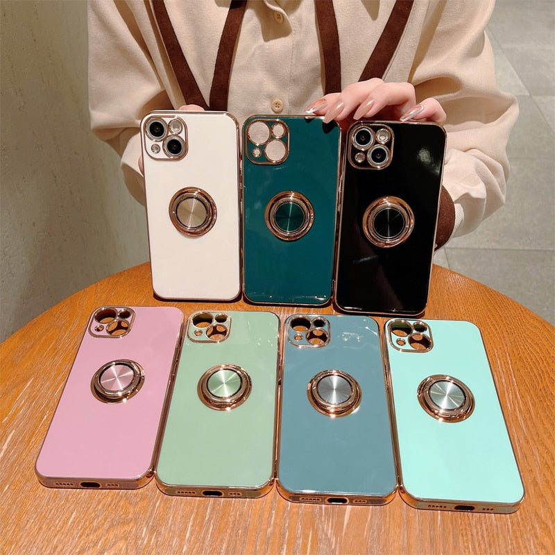 iPhone Case Plating Magnetic Attraction Ring With Holder - Casefy