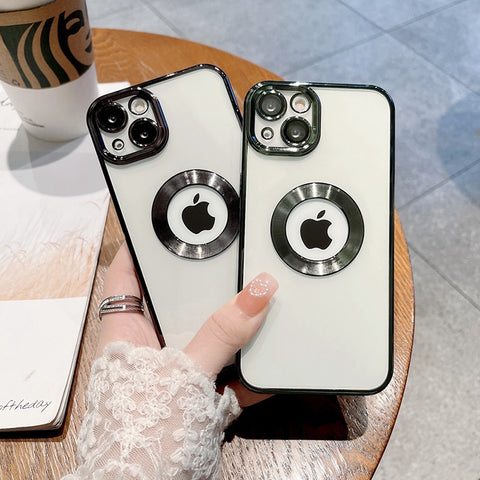 Transparent Case Logo Hole for iPhone Glass Camera Protector