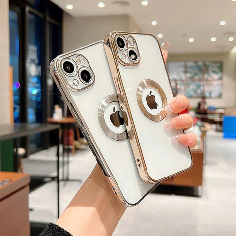 Transparent Case Logo Hole for iPhone Glass Camera Protector