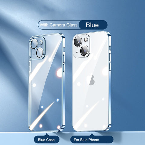 iPhone Case Square Plating Transparent Lens Protective Soft Silicone Cover - Casefy