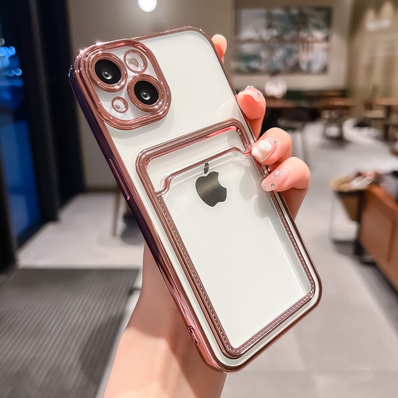 iPhone Case Transparent Card Holder Wallet - Casefy