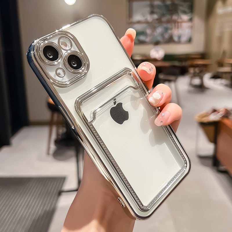 iPhone Case Transparent Card Holder Wallet - Casefy