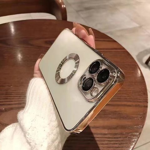 Transparent Case Logo Hole for iPhone Glass Camera Protector