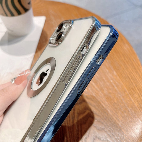 Transparent Case Logo Hole for iPhone Glass Camera Protector